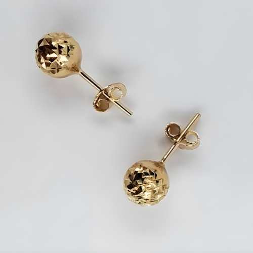 14k Solid Gold Hammered Stud ball earrings