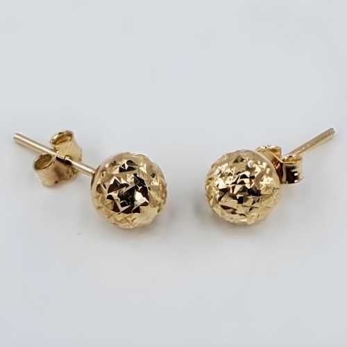 14k Solid Gold Hammered ball Stud earrings. REAL GOLD. Worldwide free shipping. 585 Certified & stamped.