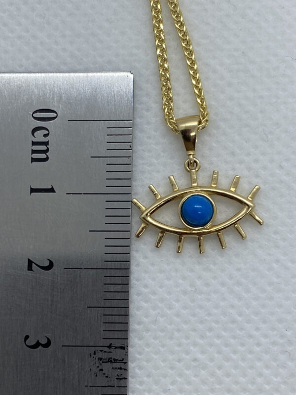14k Gold Evil Eye Necklace, 14k evil eye Pendant with foxtail necklace , For Her ,Gift For Her, defense toward of the Evil eye