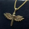 14k Real Gold Wings Sword Necklace 23.5 inches/ Guardian Archangel Michael Pendant /Gold Rising Wings Necklace / symbol of strength, Hero !,