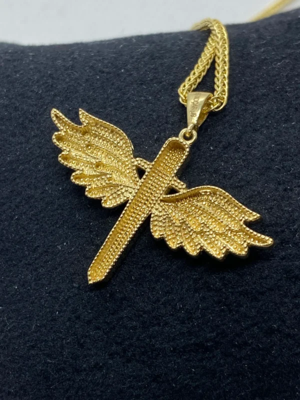 14k Real Gold Wings Sword Necklace 23.5 inches/ Guardian Archangel Michael Pendant /Gold Rising Wings Necklace / symbol of strength, Hero !,