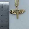 14k Real Gold Wings Sword Necklace 23.5 inches/ Guardian Archangel Michael Pendant /Gold Rising Wings Necklace / symbol of strength, Hero !,