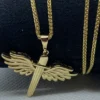 14k Real Gold Wings Sword Necklace 23.5 inches/ Guardian Archangel Michael Pendant /Gold Rising Wings Necklace / symbol of strength, Hero !,