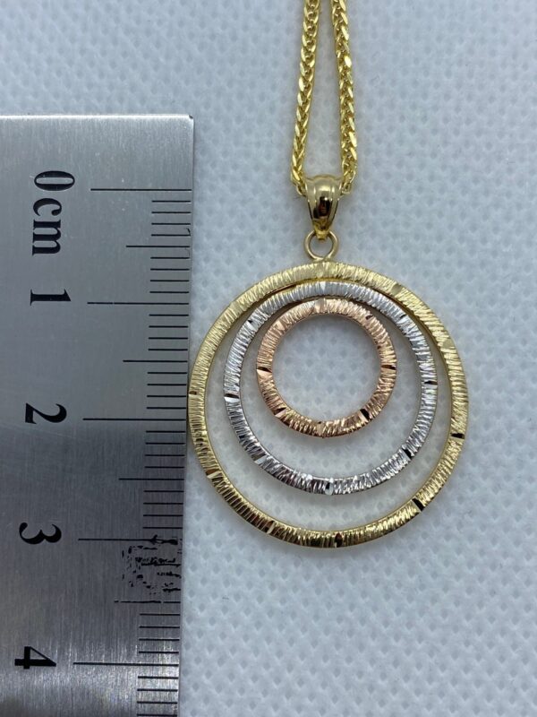 14k Gold Circles of Life Necklace Diamond Cut , 14k Multiple color necklace ,Circle of Life , 19.5",1.5mm , For her, Birthday Gift