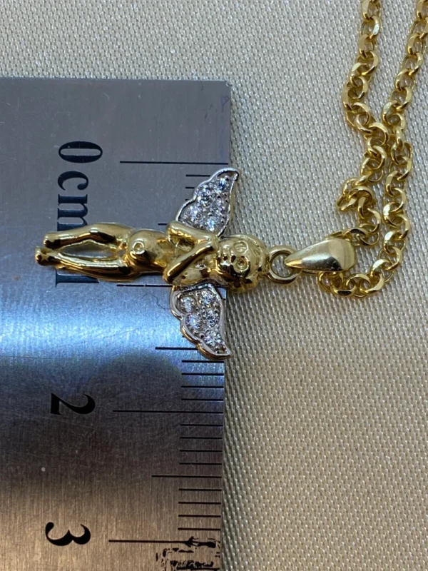 14k Gold Angel Necklace,19.5",1.5mm , Baby Angel Necklace , Gold Necklace , Dainty Necklace, guardian necklace