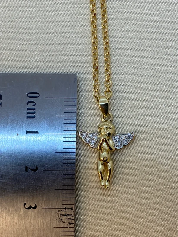 14k Gold Angel Necklace,19.5",1.5mm , Baby Angel Necklace , Gold Necklace , Dainty Necklace, guardian necklace
