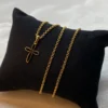 14k Gold Cross Necklace 19,5”,2mm , Cross pendant, Jesus Necklace, Christian Necklace ,Gift For Her