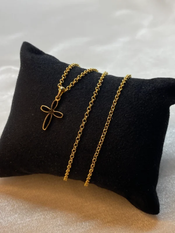 14k Gold Cross Necklace 19,5”,2mm , Cross pendant, Jesus Necklace, Christian Necklace ,Gift For Her