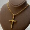 14k Gold Cross Necklace with Rolo chain So Shiny and Durable, 20 inches,2.5mm ,14k real Gold Cross Pendant ,for him , for her