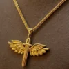 14k Real Gold Wings Sword Necklace 23.5 inches/ Guardian Archangel Michael Pendant /Gold Rising Wings Necklace / symbol of strength, Hero !,
