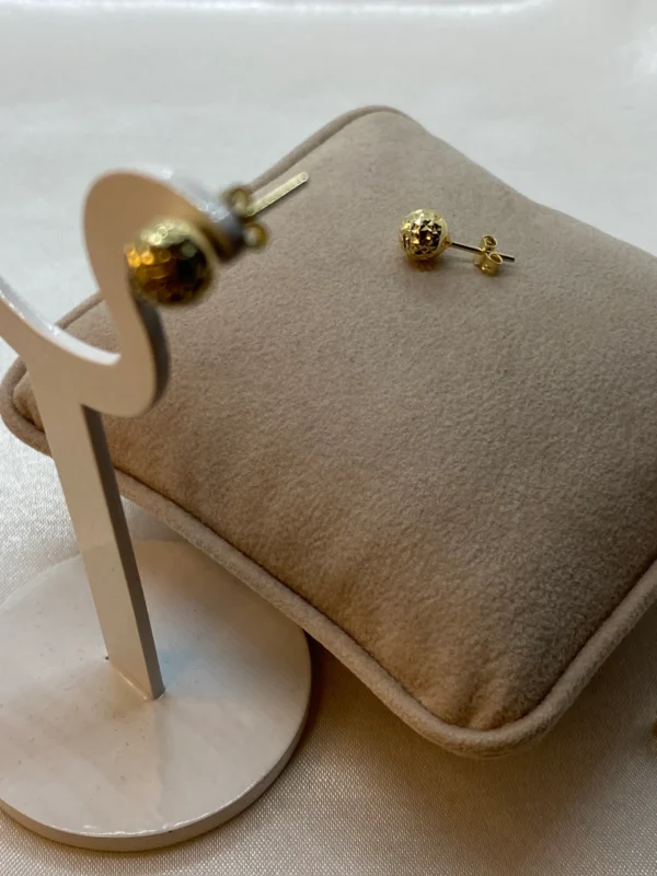 14k Gold Stud Ball Earring Diamond Cut , 14k Real Gold Earring , For her ,Birthday Gift , For Mom , Real Gold Stud earring ,Everyday Earring
