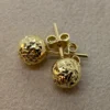14k Gold Stud Ball Earring Diamond Cut , 14k Real Gold Earring , For her ,Birthday Gift , For Mom , Real Gold Stud earring ,Everyday Earring