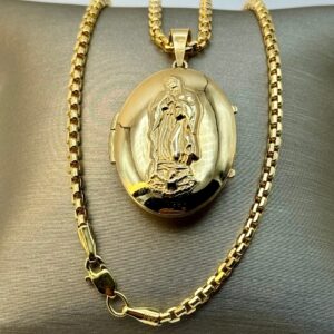 14k Solid Gold Virgin Mary Locket Necklace, Miraculous Necklace ,Virgin Mary, Christian Gift ,Catholic Religious Jewelry, Birthday Gift .