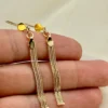 18k Gold Tassel Earrings ,Gold Dangle Earrings ,18k Dangle drop Earring , Fringe Earrings , 18k Real Gold Earring , Gift Earring, For mum .