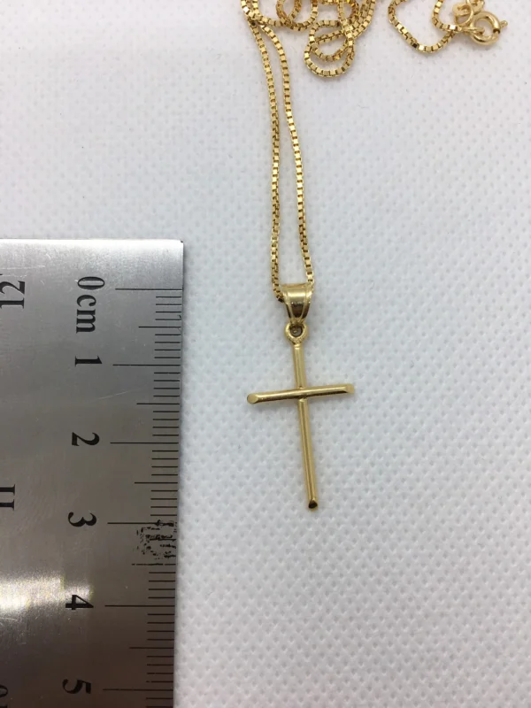 18k solid Gold cross necklace 20 inches