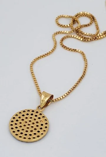 18k Gold Evil Eye Necklace 19.5",1mm , 18k evil eye Pendant with Box chain necklace ,Gift For Her, defense toward of the Evil eye