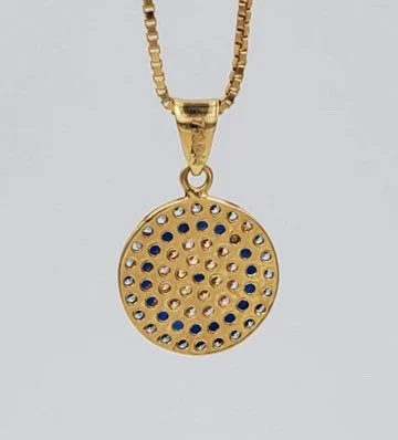 18k Gold Evil Eye Necklace 19.5",1mm , 18k evil eye Pendant with Box chain necklace ,Gift For Her, defense toward of the Evil eye