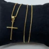 18k solid Gold cross necklace 20 inches