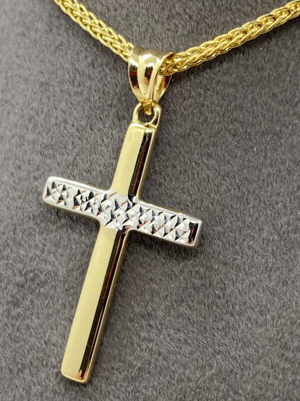 14k Gold Cross Necklace So Shiny and Durable, 21.5 inches,1.5mm ,14k real Gold Cross Pendant ,for him , for her, Diamond cut Cross