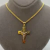 18k Solid Gold Franco Cross Necklace, Diamond cut and shiny, different size sizes available