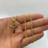18k Solid Gold Franco Cross Necklace, Diamond cut and shiny, different size sizes available