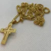 18k Solid Gold Franco Cross Necklace, Diamond cut and shiny, different size sizes available