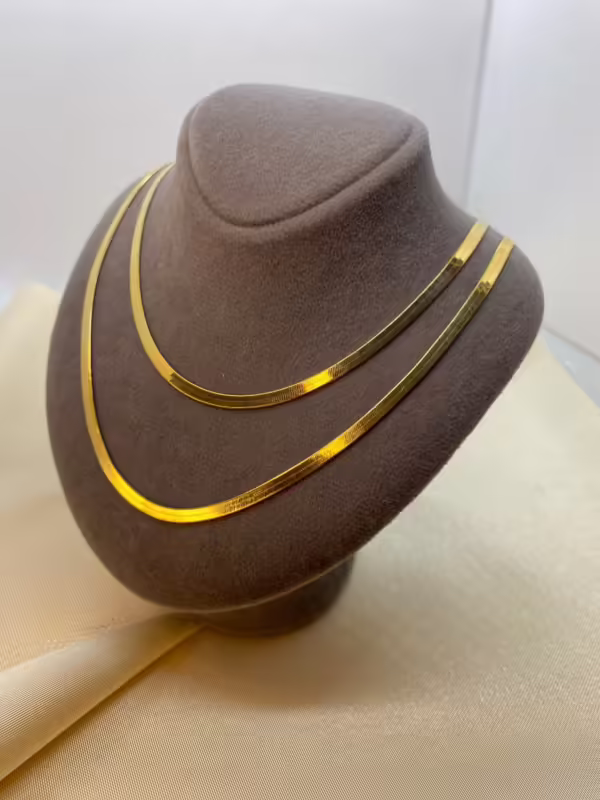 18k Solid Gold Herringbone Necklace, Bracelet, Snake Chain Necklace ,Herringbone Chain , Flat Snake Chain Choker, herringbone necklace.