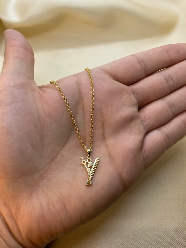 14k solid gold scissor pendant with 18k necklace 19.5 inches ,Scissor Necklace - 14k Gold, Scissor jewelry, Hairstylist, Fashion Hair cut