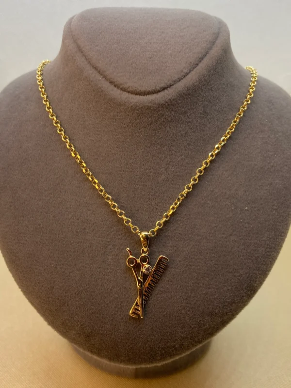 14k solid gold scissor pendant with 18k necklace 19.5 inches ,Scissor Necklace - 14k Gold, Scissor jewelry, Hairstylist, Fashion Hair cut