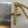 14k Gold Cross Necklace with Rope chain Diamond Cut So Shiny and Durable, 23.5 inches,4mm ,14k real Gold Cross Pendant ,for him , for her