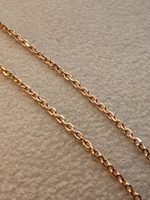 18k solid Gold Cable Chain Rose gold colour,18 inches , 1mm, gift for her, Cable Gold Chain, 18k Rose Gold Chain, Birthday Gift for Her .