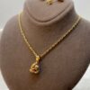 18k Gold Love Knot Diamond Cut Necklace and earrings, with 3 colors , 19.5",1.5mm , Handmade Jewelry Gift,18k love knot set, For Her.
