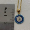 18k Gold Evil Eye Necklace 19.5",1mm , 18k evil eye Pendant with Box chain necklace ,Gift For Her, defense toward of the Evil eye