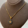 18k Gold Evil Eye Necklace 19.5",1mm , 18k evil eye Pendant with Box chain necklace ,Gift For Her, defense toward of the Evil eye