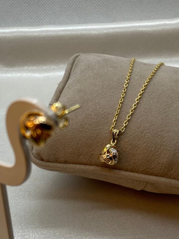 18k Gold Love Knot Diamond Cut Necklace and earrings, with 3 colors , 19.5",1.5mm , Handmade Jewelry Gift,18k love knot set, For Her.