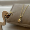 18k Gold Love Knot Diamond Cut Necklace and earrings, with 3 colors , 19.5",1.5mm , Handmade Jewelry Gift,18k love knot set, For Her.