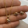 18k Gold Love Knot Diamond Cut Necklace and earrings, with 3 colors , 19.5",1.5mm , Handmade Jewelry Gift,18k love knot set, For Her.