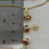 18k Gold Love Knot Diamond Cut Necklace and earrings, with 3 colors , 19.5",1.5mm , Handmade Jewelry Gift,18k love knot set, For Her.