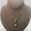 18k Gold Evil Eye Necklace 19.5",1mm , 18k evil eye Pendant with Box chain necklace ,Gift For Her, defense toward of the Evil eye