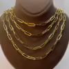 18k Gold paperclip necklace,18k paper clip chain, 18k Real Gold paperclip chain necklace,paperclip chain,chain necklace,oval link chain
