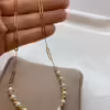 18k Gold paperclip necklace with pearl and Diamond cut orb design , cultured pearls, 18K solid gold paperclip beaded necklace, gift for her!