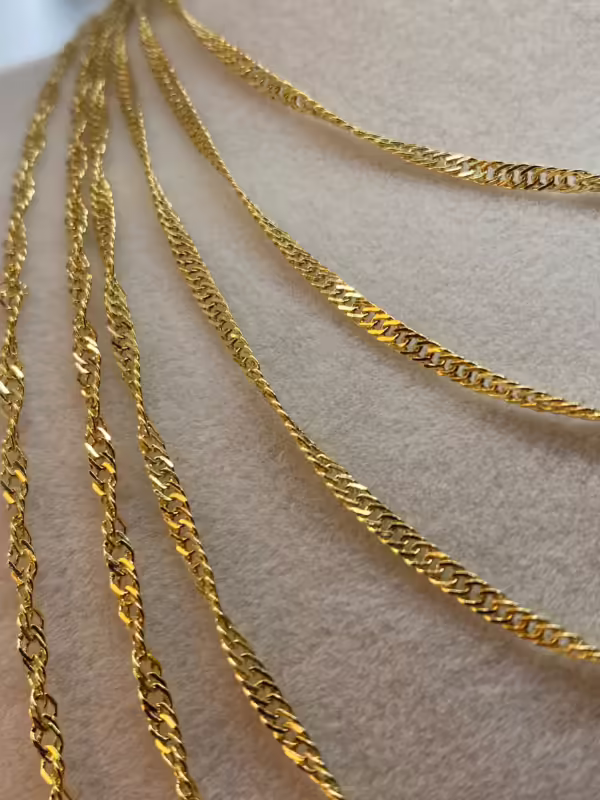 18k Real Gold Singapore chain 2.40mm ,Diamond cut and so shiny ,18k Gold Twisted chain , Gold Singapore chain, Unisex chain, Birthday Gift
