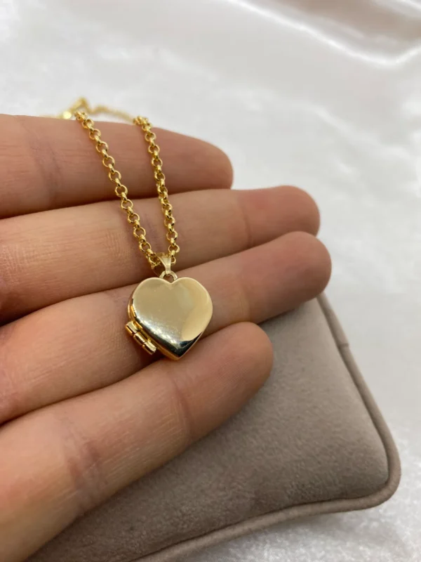 14k solid Gold Heart locket Necklace with Rolo chain ,2.5mm, Gold locket pendant ,birthday gift ,For Her, Valentine's Day Gift