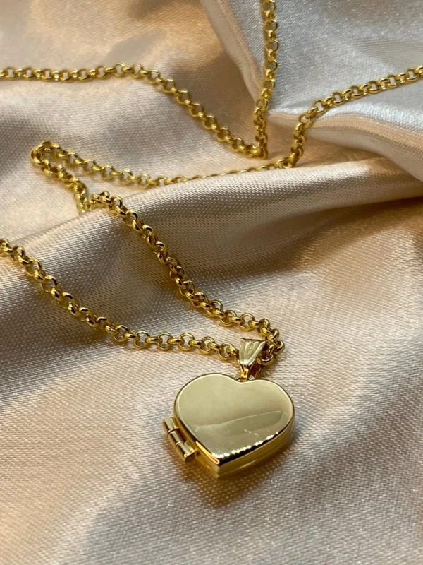 14k solid Gold Heart locket Necklace with Rolo chain ,2.5mm, Gold locket pendant ,birthday gift ,For Her, Valentine's Day Gift