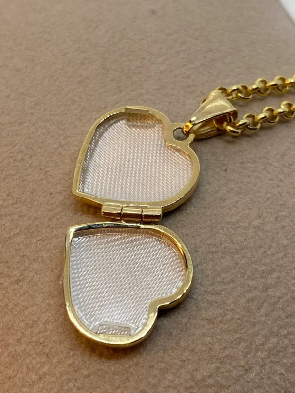 14k solid Gold Heart locket Necklace with Rolo chain ,2.5mm, Gold locket pendant ,birthday gift ,For Her, Valentine's Day Gift