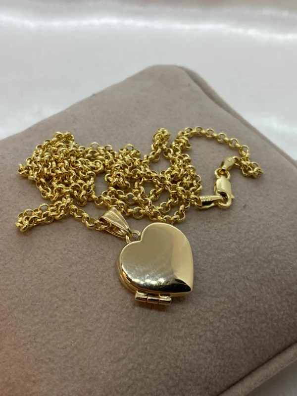 14k solid Gold Heart locket Necklace with Rolo chain ,2.5mm, Gold locket pendant ,birthday gift ,For Her, Valentine's Day Gift