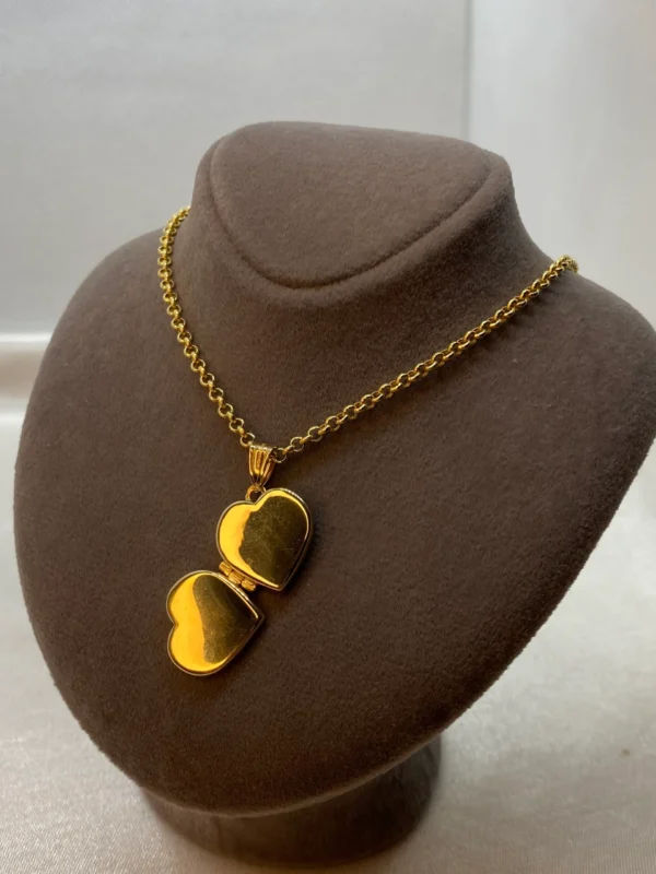 14k solid Gold Heart locket Necklace with Rolo chain ,2.5mm, Gold locket pendant ,birthday gift ,For Her, Valentine's Day Gift