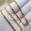 18K Solid Gold Byzantine Chain Necklace/18K Pure Gold Byzantine 3mm Thick - 23.5" Lengths/ Real Gold Chain for Men & Women, Birthday Gift