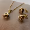 18k Gold Love Knot Diamond Cut Necklace and earrings, with 3 colors , 19.5",1.5mm , Handmade Jewelry Gift,18k love knot set, For Her.