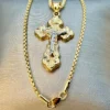 18k Gold Cross Necklace ,Cross Necklace with 2mm Box Chain ,Gold Cross Necklace , For Him, For Her ,Anniversary Gift ,Birthday Gift.